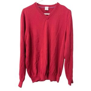 Old Navy XL‎ Red V-Neck Sweater Cotton Blend Long Sleeve Ribbed Trim 303147